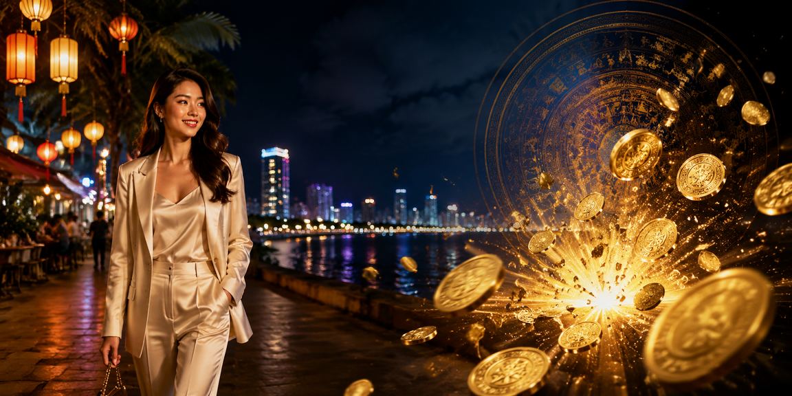 Quang cảnh chợ đêm Đà Nẵng với người dùng đang xem kèo thể thao trên điện thoại