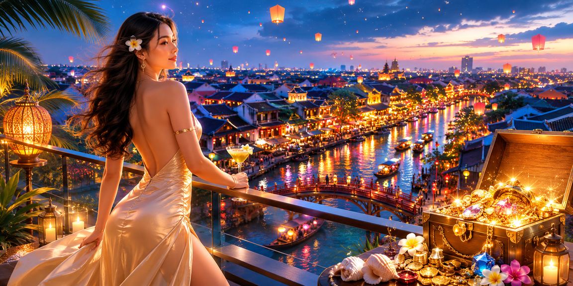 Đèn lồng trang trí tại Hà Nội về đêm, không khí náo nhiệt trong mùa thể thao lớn